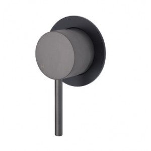 Kaya Wall Mixer, Gun Metal, Small Round Matte Black Plate